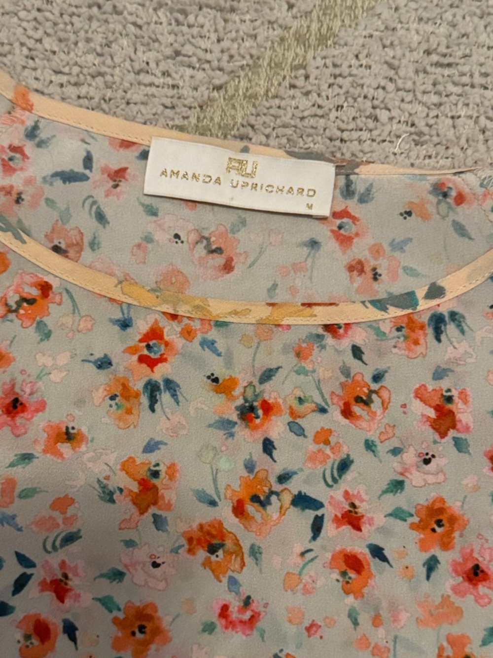 Amanda Uprichard 100% Silk Floral Cold Shoulder Tie Front Blouse Medium - Picture 2 of 4
